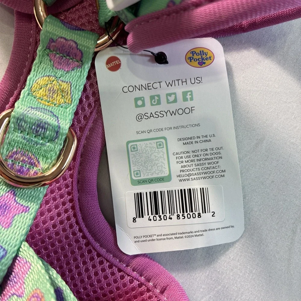 Sassy Wolf Soft Adjustable Dog Harness Retro Polly Pocket Design Size‎ S New